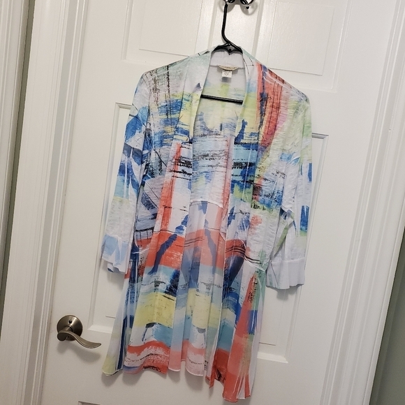 Impulse California Art Deco Lightweight Open Front Cardigan Size Medium - Picture 7 of 8